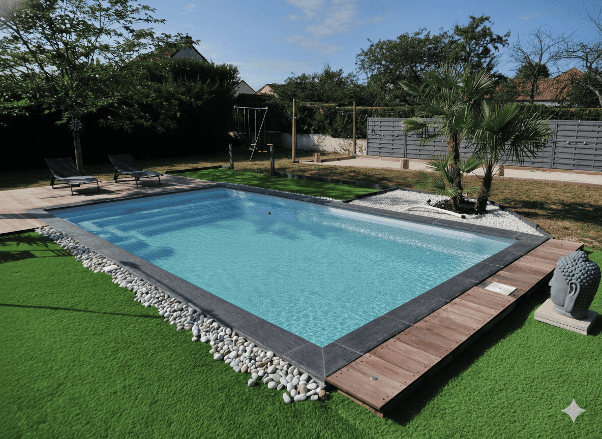 Piscine coque rectangle IBIZA  à Lyon : design intemporel et confort absolu